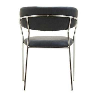 Tamzin Dark Grey Leather Curved Dining Chair