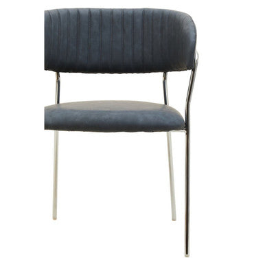 Dark Grey Leather Effect Curved Dining Chair | Tamzin