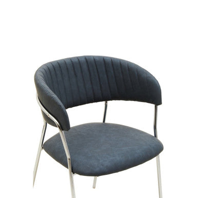 Dark Grey Leather Effect Curved Dining Chair | Tamzin