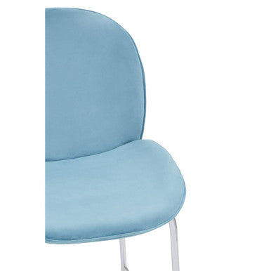 Blue Velvet Chrome Finish Bar Chair | Tamzin