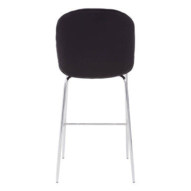 Black Velvet Chrome Finish Bar Chair | Tamzin