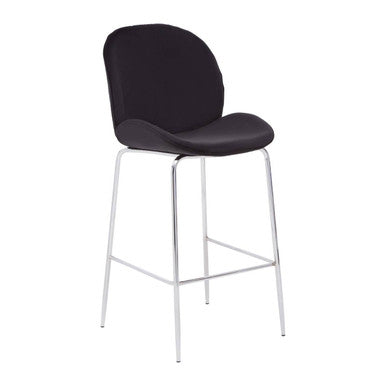 Tamzin Black Velvet Chrome Finish Bar Chair