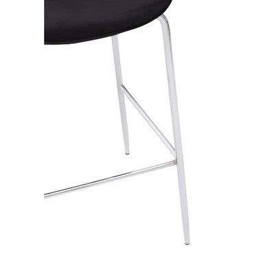 Black Velvet Chrome Finish Bar Chair | Tamzin