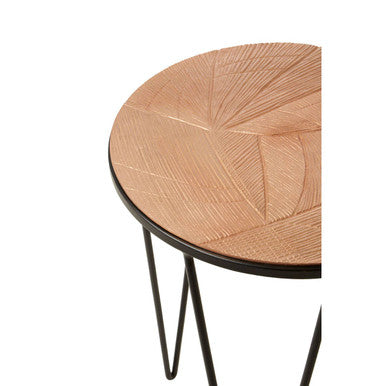 Set of 3 Assorted Textured Round Top Side Tables with Black Metallic Hairpin Legs | Mirano
