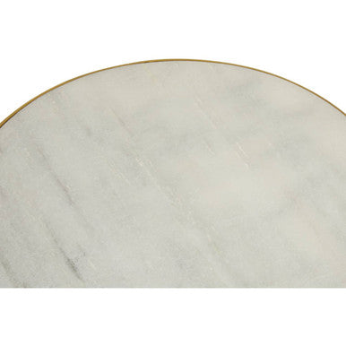 Gold Finish 2 Shelves Side Table with White Marble Tops | Rabia