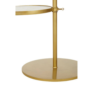 Gold Finish 2 Shelves Side Table with White Marble Tops | Rabia