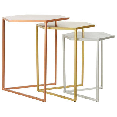 Rabia Nest Of 3 Hexagonal Side Table