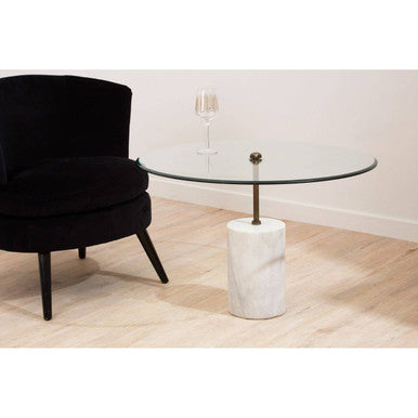 Rany Glass And White Marble Side Table