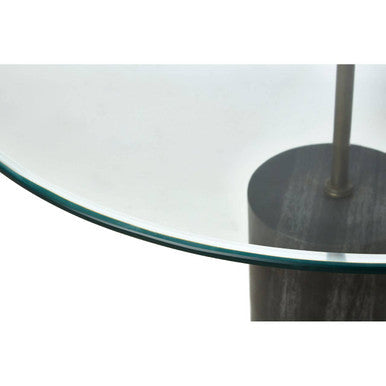 Black Marble Base Side Table with Clear Glass Top | Rany