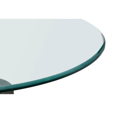 Black Marble Base Side Table with Clear Glass Top | Rany