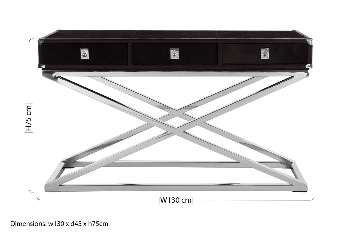 Kensington Townhouse Hair On Hide 3 Drawer Console Table