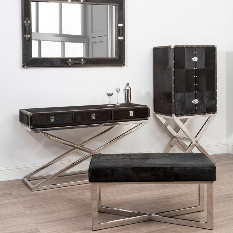 Kensington Townhouse Black Leather Bench