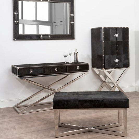 Kensington Townhouse Black Leather Bench