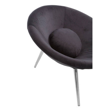 Arto Black Velvet Chair with Cushion