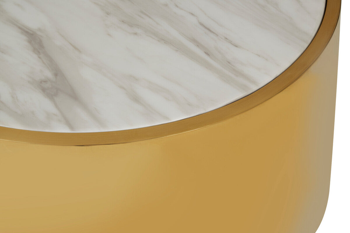 Carlox Round Gold and Marble Effect Coffee Table