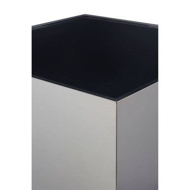 Black Tempered Glass Top Side Table with Silver Square Chrome Finish Frame | Carlox