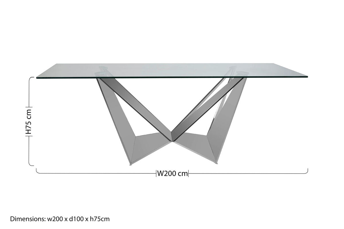 Carlox Tempered Glass Dining Table with Chrome Legs