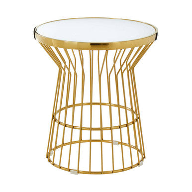 Tula Gold Finish Corset Base Side Table
