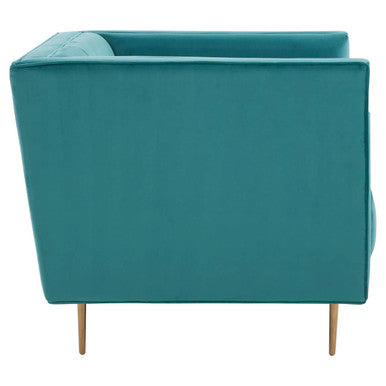 Otylia Green Velvet Armchair with Stainless Steel Base
