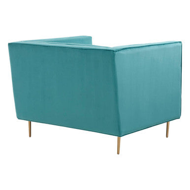 Otylia Green Velvet Armchair with Stainless Steel Base