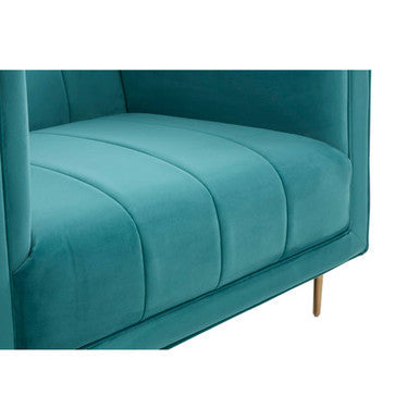 Otylia Green Velvet Armchair with Stainless Steel Base