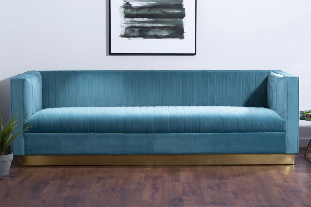 Opal 3 Seat Light Blue Sofa