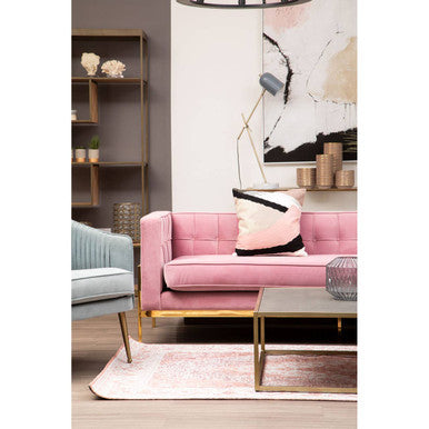 Textured Shahgreen Top and Gold Finish Square Coffee Table, Kempton