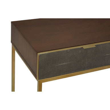 Textured Shahgreen 2 Drawer Gold Finish Console Table, Kempton