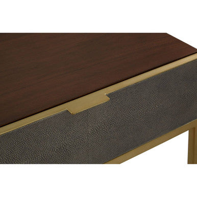 Textured Shahgreen 2 Drawer Gold Finish Console Table, Kempton