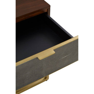 Textured Shahgreen End Table in Gold Finish Frame | Kempton