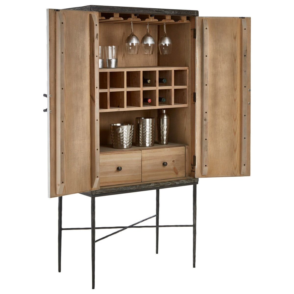 Milan Two Door Elm Wood Wine Cabinet