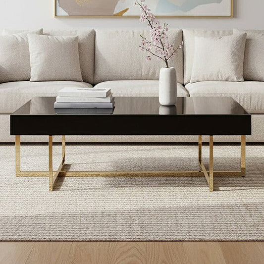 Black Mirrored Top Rectangular Coffee Table, Ragusa