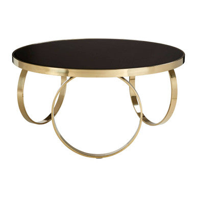 Large Black Glass Round Coffee Table, Ragusa