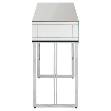 Silver  Mirrored Glass 2 Drawer Console Table, Rovo