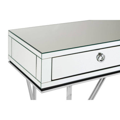 Silver  Mirrored Glass 2 Drawer Console Table, Rovo