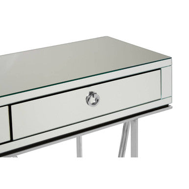 Silver  Mirrored Glass 2 Drawer Console Table, Rovo