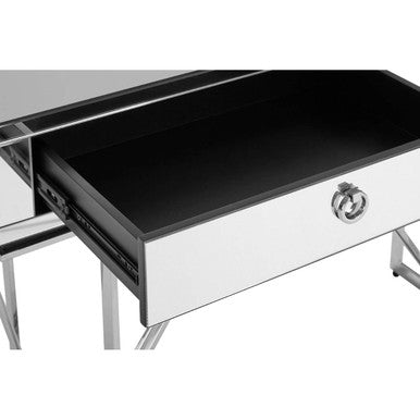 Silver  Mirrored Glass 2 Drawer Console Table, Rovo
