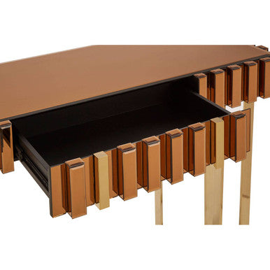 Rivoli Mirrored Top Console Table With Gold Polished Frame