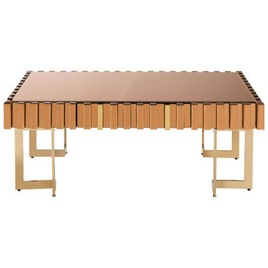 Glass Top Gold Finish Rectangular Coffee Table, Rivoli