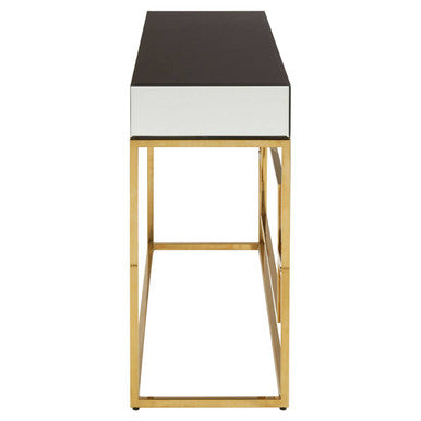 Black Glass Top One Drawer Console Table, Rimini