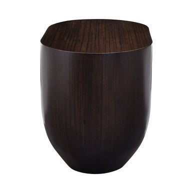 Black Oval Ebony Bamboo Side Table with Curved Edges and Undershelf Storage, Gabelle