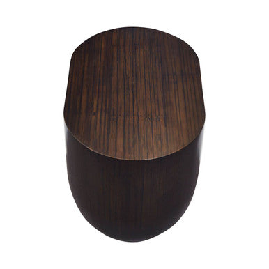 Black Oval Ebony Bamboo Side Table with Curved Edges and Undershelf Storage, Gabelle