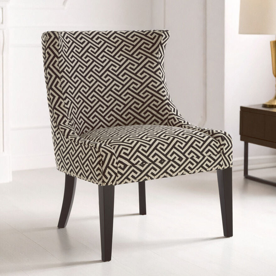 Regents Park Greek Key Design Accent Chair with Black Legs