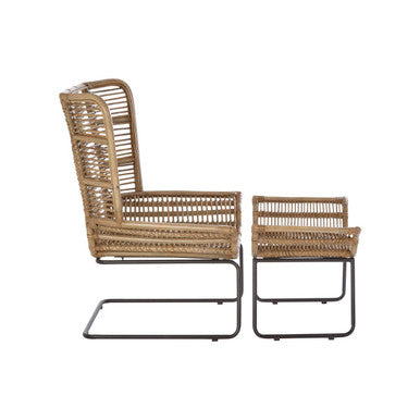 Natural Rattan Lounge Chair and Footstool | Manado