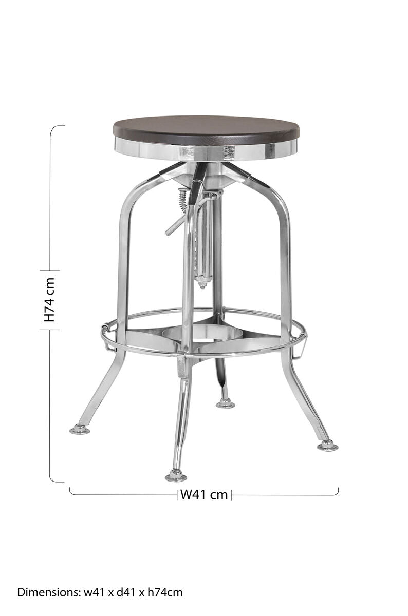 Gator Chrome and Ash Wood Adjustable Bar Stool