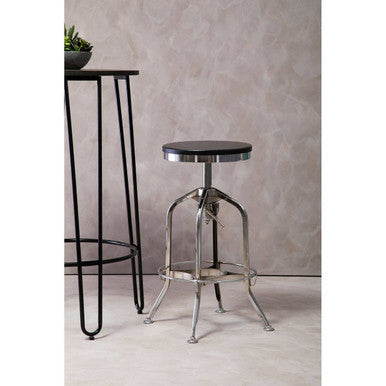 Gator Chrome and Ash Wood Adjustable Bar Stool