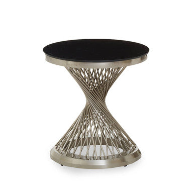 Black Hourglass Top Side Table with Silver Stainless Steel Base | Anzio