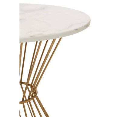Hourglass Dining Table with White Marble Top and Gold Base, Anzio