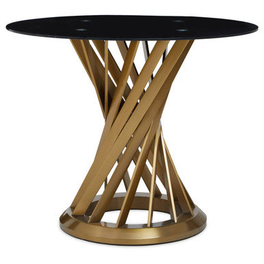 Black Glass Top and Gold Hourglass Base Dining Table, Anzio