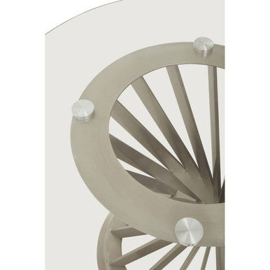 Anzio Clear Glass Top And Silver Hourglass Base Dining Table